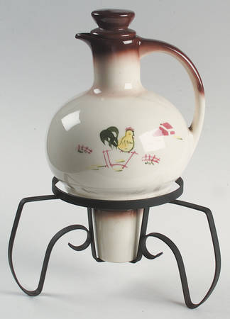 Country Lane Brown Coffee Jug with Metal Stand & Cer Hld