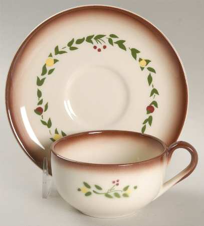 Country Lane Brown Flat Cup & Saucer Set