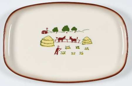 Country Lane Brown 14" Oval Serving Platter