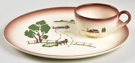 Harvest (Brown Trim) Snack Plate & Cup Set
