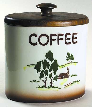 Harvest (Brown Trim) Coffee Canister & Wood Lid