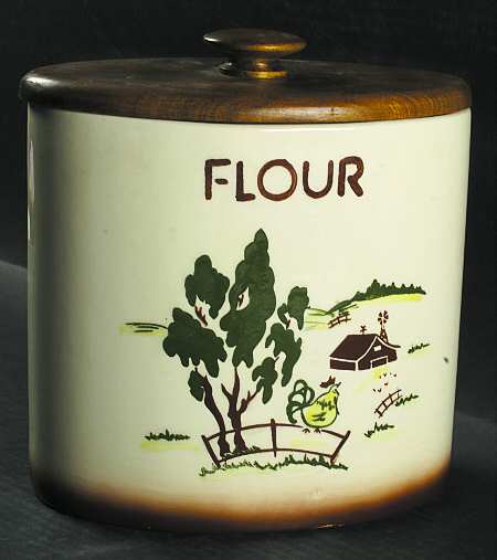 Harvest (Brown Trim) Flour Canister & Wood Lid