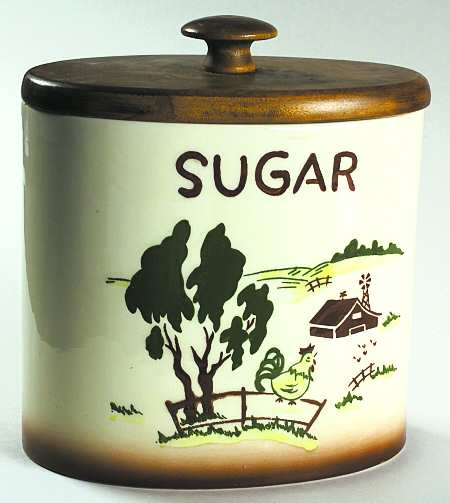 Harvest (Brown Trim) Sugar Canister & Wood Lid