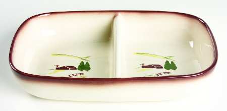 Harvest (Brown Trim) Rectangular Divided Vegetable Bowl