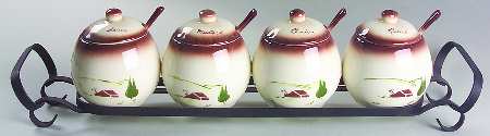 Harvest (Brown Trim) Burger Bar Set with Metal Rack