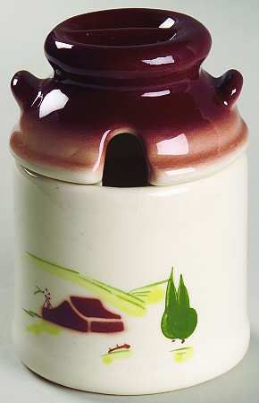 Harvest (Brown Trim) Mustard Jar & Lid
