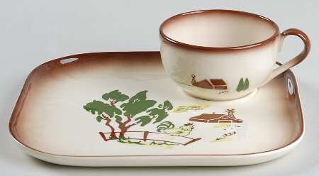 Harvest (Brown Trim) Snack Plate & Cup Set
