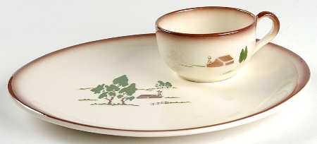 Harvest (Brown Trim) Snack Plate & Cup Set