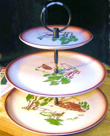 Harvest (Brown Trim) 3-Tiered Serving Tray (DP, SP, BB)