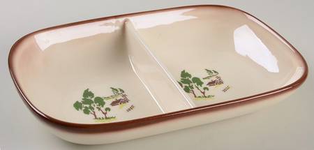 Harvest (Brown Trim) Rectangular Divided Vegetable Bowl