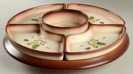Harvest (Brown Trim) 5-Piece Lazy Susan (4 Side, 1 Cntr , P Base)
