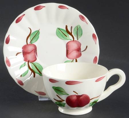 Beaded Apple Footed Cup & Saucer Set