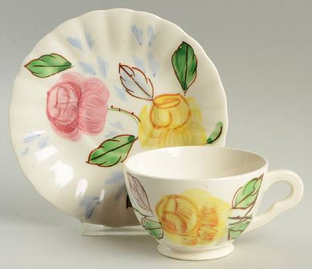 Carol's Roses Footed Cup & Saucer Set