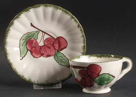 County Fair Green Footed Cup & Saucer Set