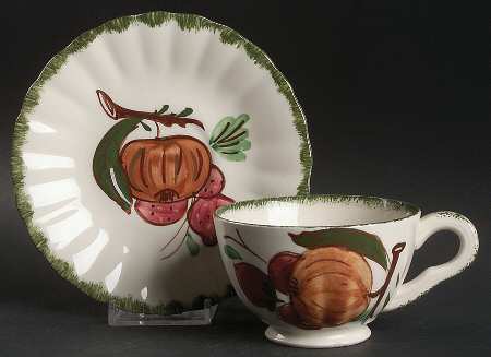 County Fair Green Footed Cup & Saucer Set