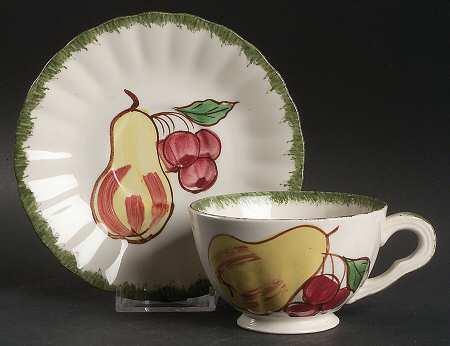 County Fair Green Footed Cup & Saucer Set