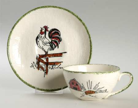Cock o' the Morn' Flat Cup & Saucer Set