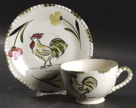 Cock o' the Walk Footed Cup & Saucer Set