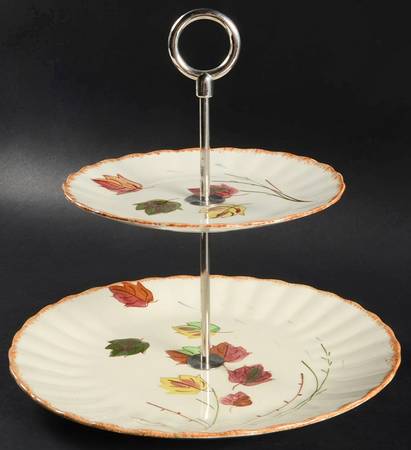 Falling Leaves 2 Tiered Serving Tray (Dinner & Salad Plate)