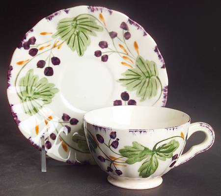 Fox Grape Footed Cup & Saucer Set