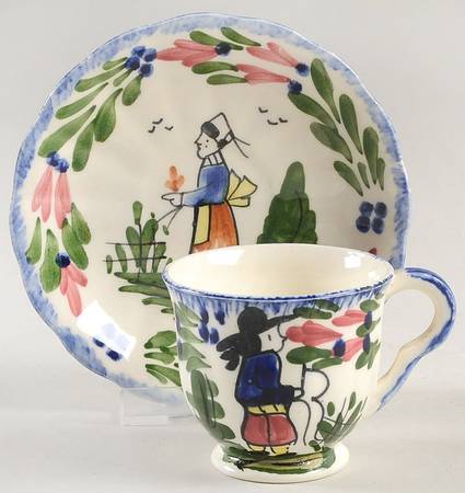French Peasant Footed Demitasse Cup & Saucer Set