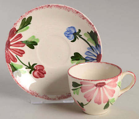 Mardi Gras (Colonial, Red Trim) Flat Demitasse Cup & Saucer Set