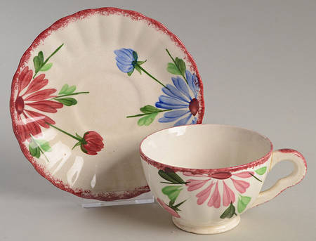 Mardi Gras (Colonial, Red Trim) Footed Cup & Saucer Set