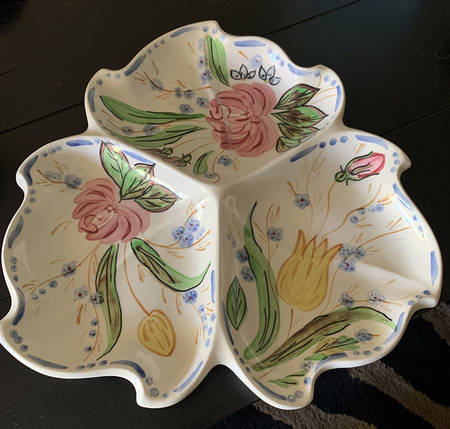 Nove Rose 3-Part Martha Snack Tray