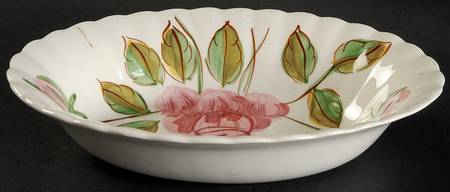 Paper Rose 9" Oval Vegetable Bowl