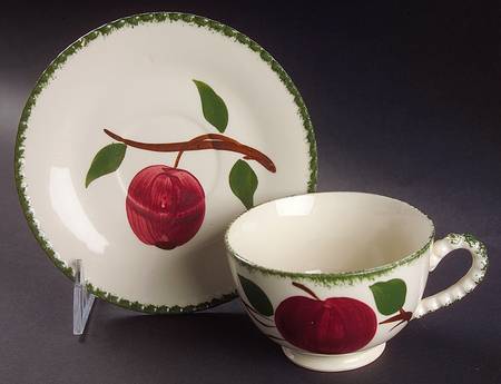 Quaker Apple Footed Cup & Saucer Set