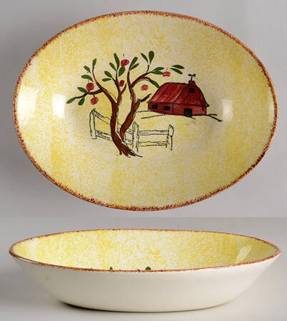 Red Barn 9" Oval Vegetable Bowl