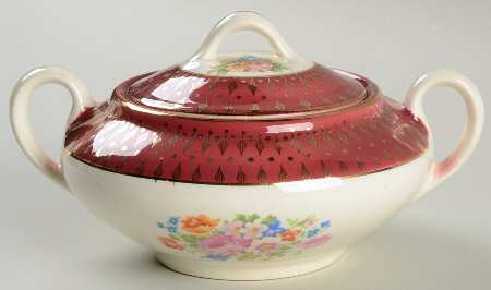 Royal Rajah Maroon Sugar Bowl & Lid