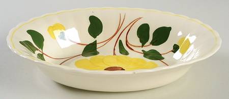 Rock Rose Yellow 9" Oval Vegetable Bowl