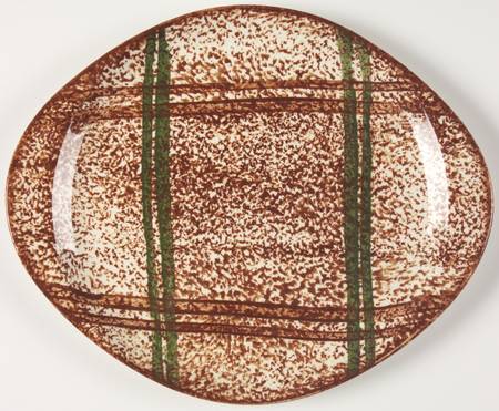 Rustic Plaid Handled Cake Plate