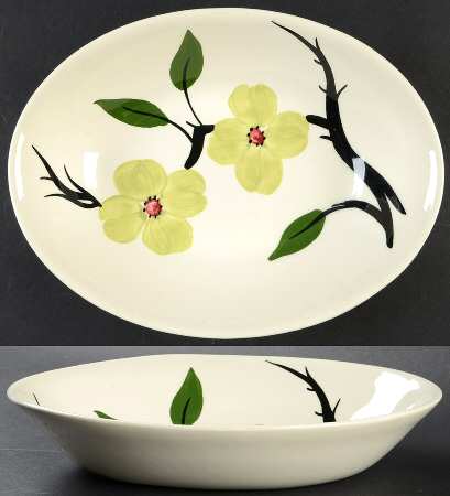 Southern Dogwood (Chartreuse) 9" Oval Vegetable Bowl