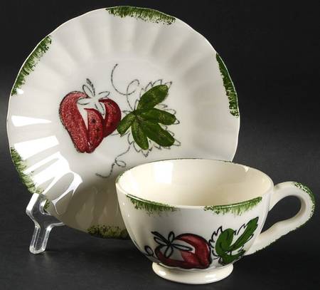 Strawberry Sundae Footed Cup & Saucer Set