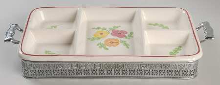 Triplet 5-Part Relish with Metal Holder
