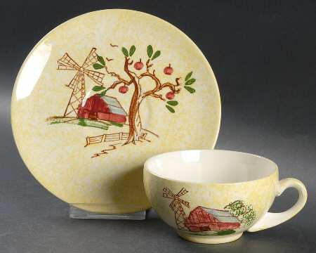 Windmill Footed Cup & Saucer Set