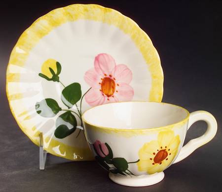 Wrinkled Rose Footed Cup & Saucer Set