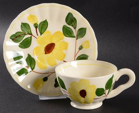 Yellow Nocturne Footed Cup & Saucer Set