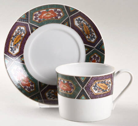 Amethyst Kutani Flat Cup & Saucer Set