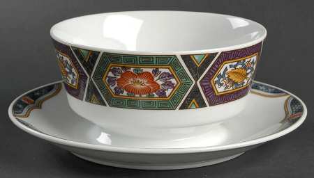 Amethyst Kutani Gravy Boat with Attached Underplate