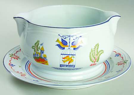 Bird Cage Round Gravy Boat & Underplate