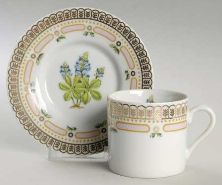 Floral Potpourri Flat Demitasse Cup & Saucer Set
