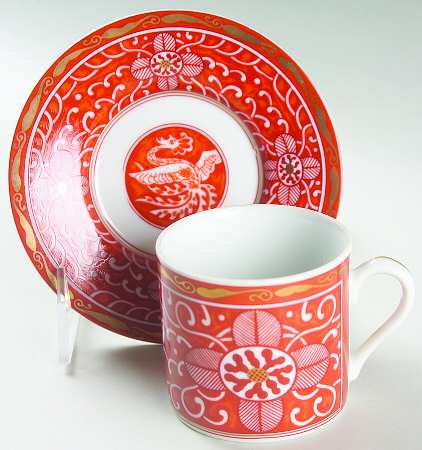Imperial Brocade Flat Demitasse Cup & Saucer Set