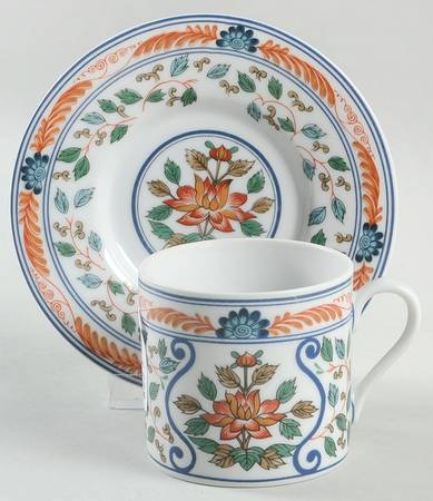 Imari Blossoms Flat Demitasse Cup & Saucer Set
