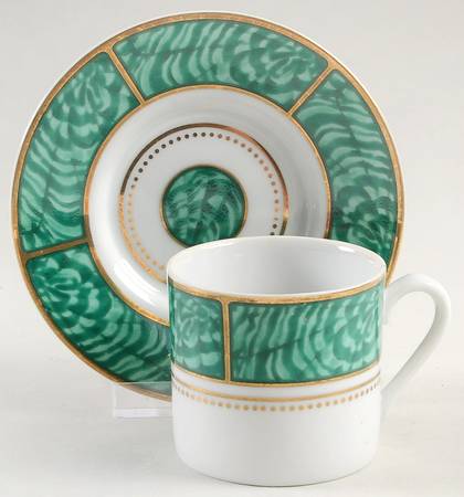 Imperial Malachite Flat Demitasse Cup & Saucer Set
