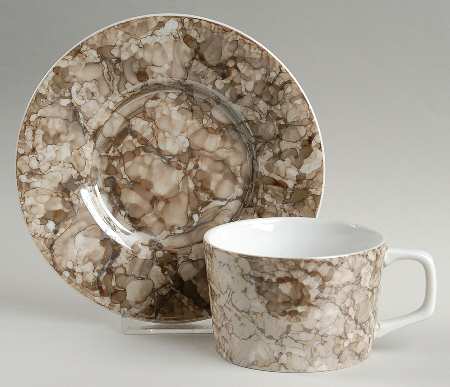 Marble Ware Brown Flat Cup & Saucer Set