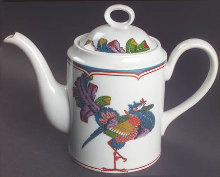 Oriental Peacock Coffee Pot & Lid
