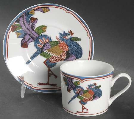 Oriental Peacock Flat Cup & Saucer Set
